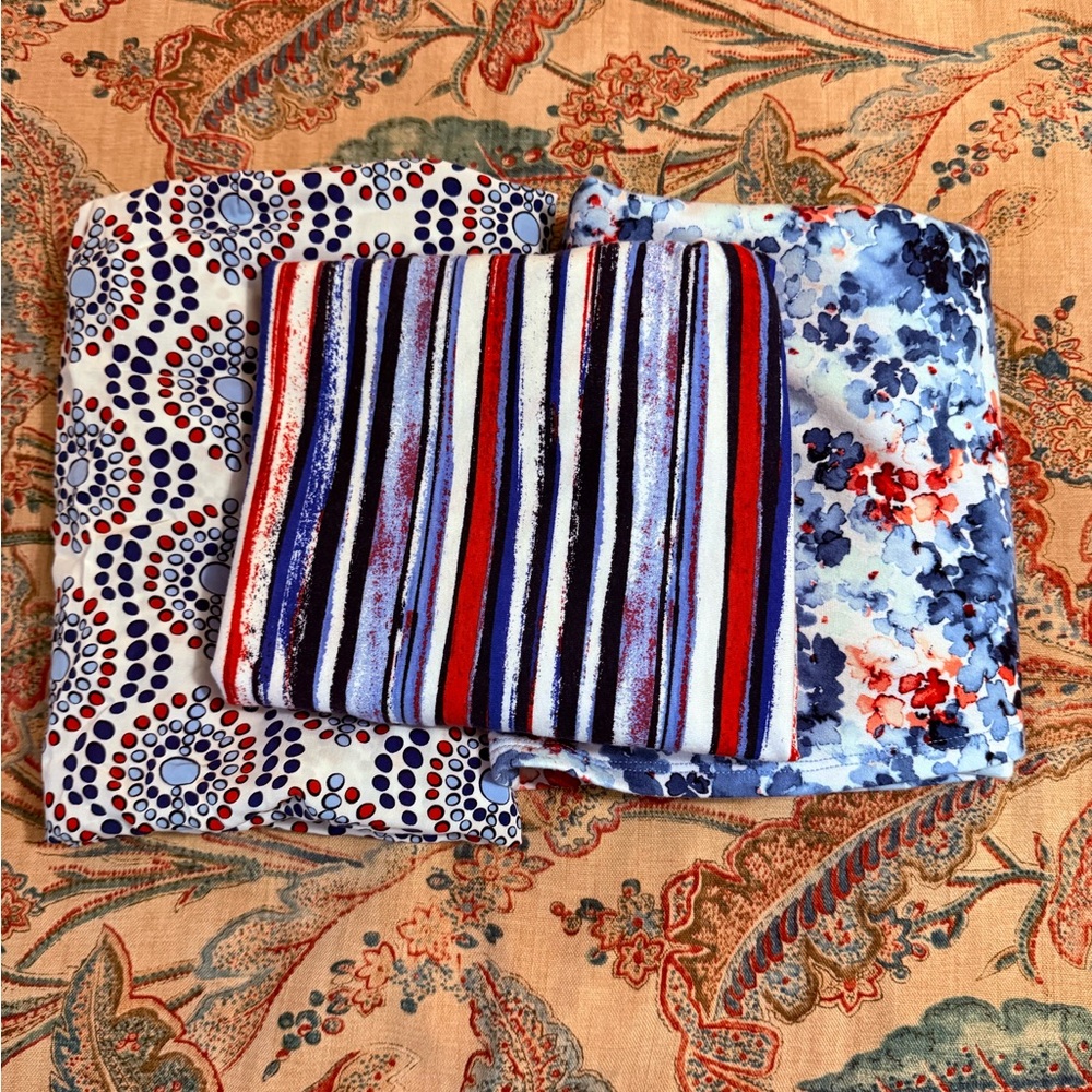 Women’s Sleeveless tops two 3x, one 1x, red, white & blue bundle of 3